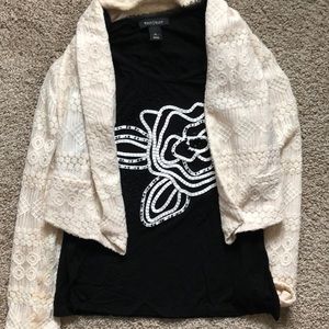 WH/BM Black and White Embroidered Tee